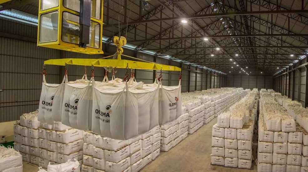 Galpão Olema Sementes de Algodão com guindaste e big bags